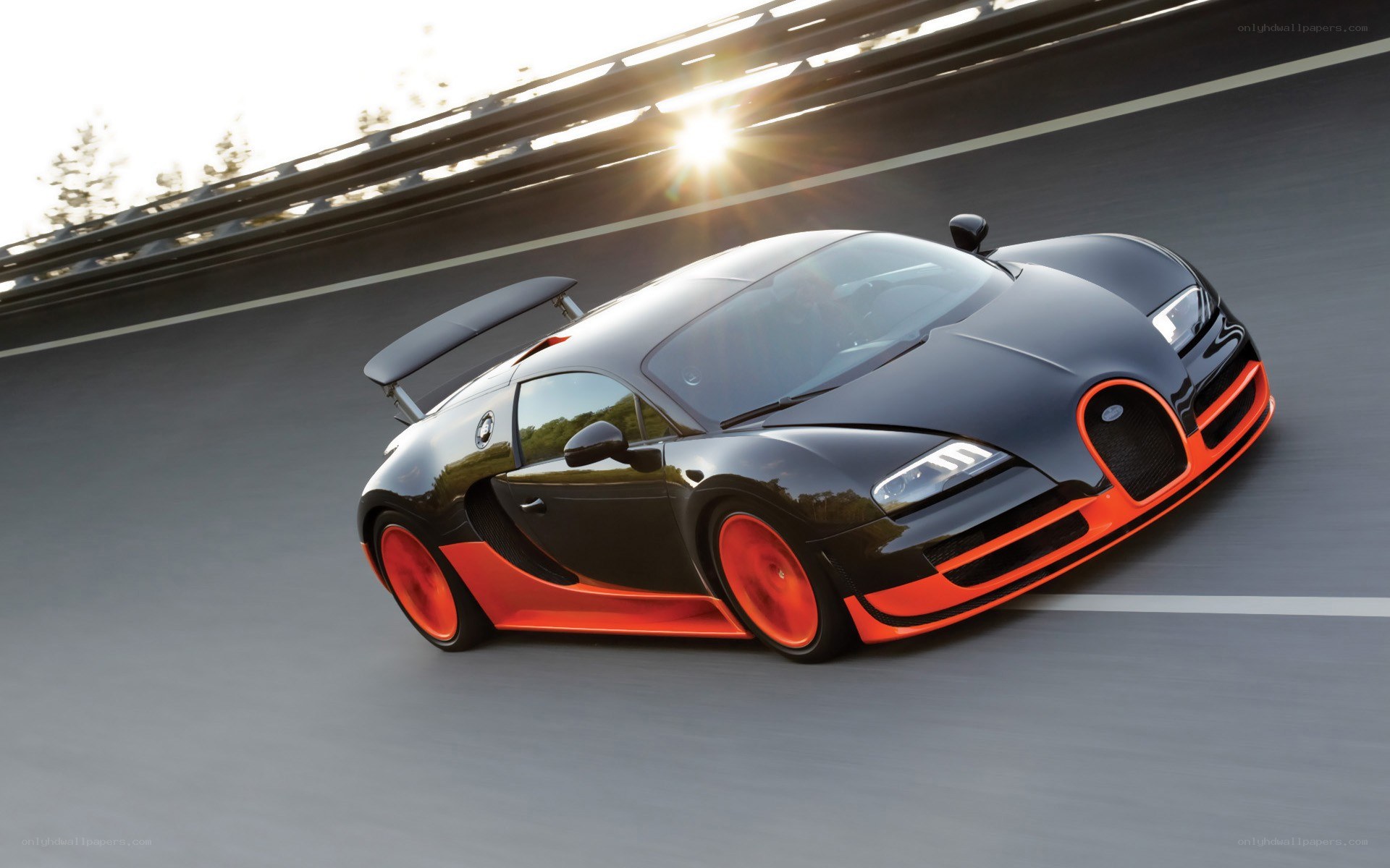 Bugatti Veyron on a racetrack