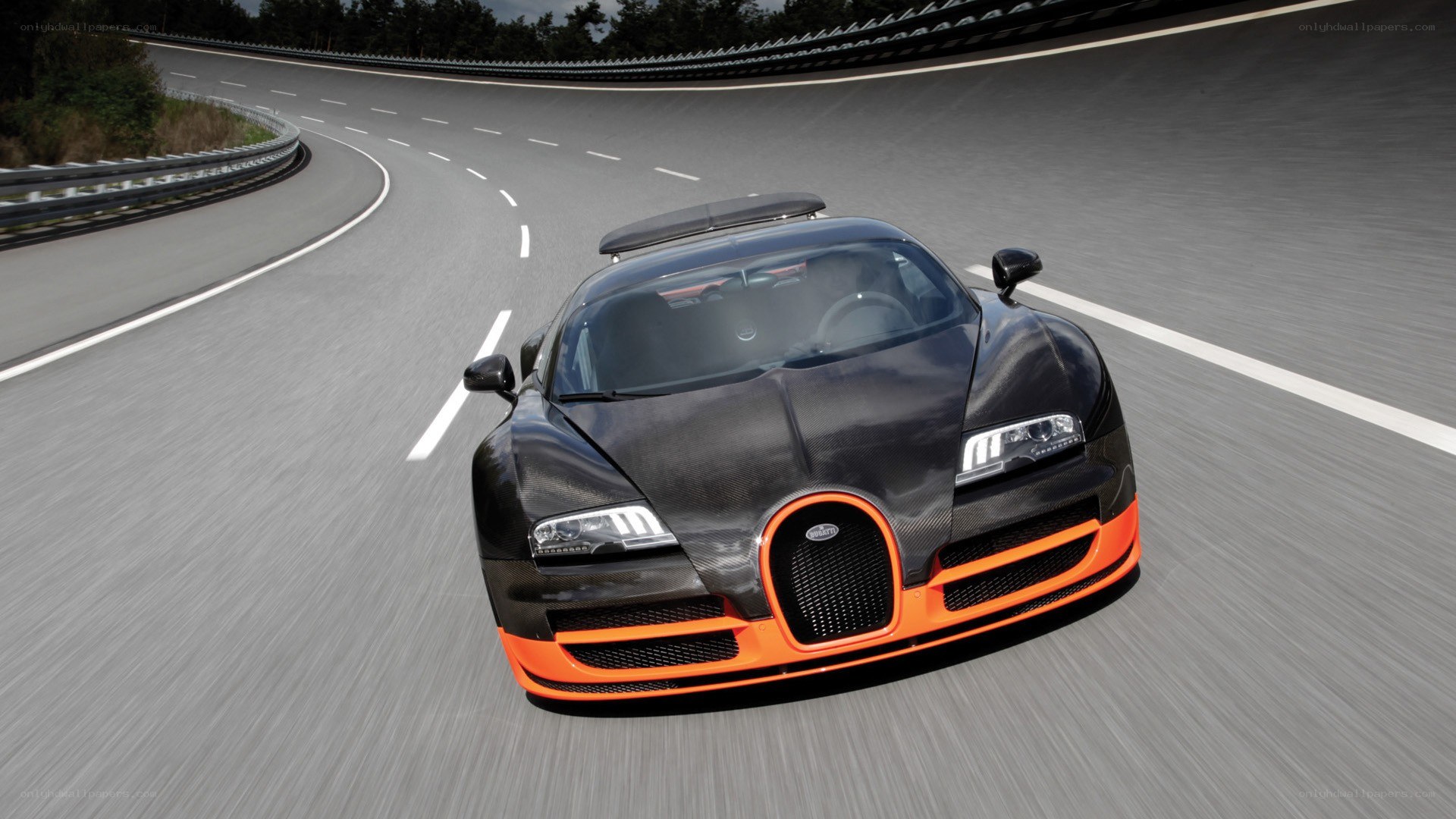 Bugatti Veyron on a racetrack