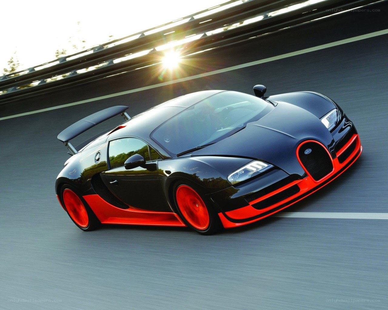 Bugatti Veyron on a racetrack