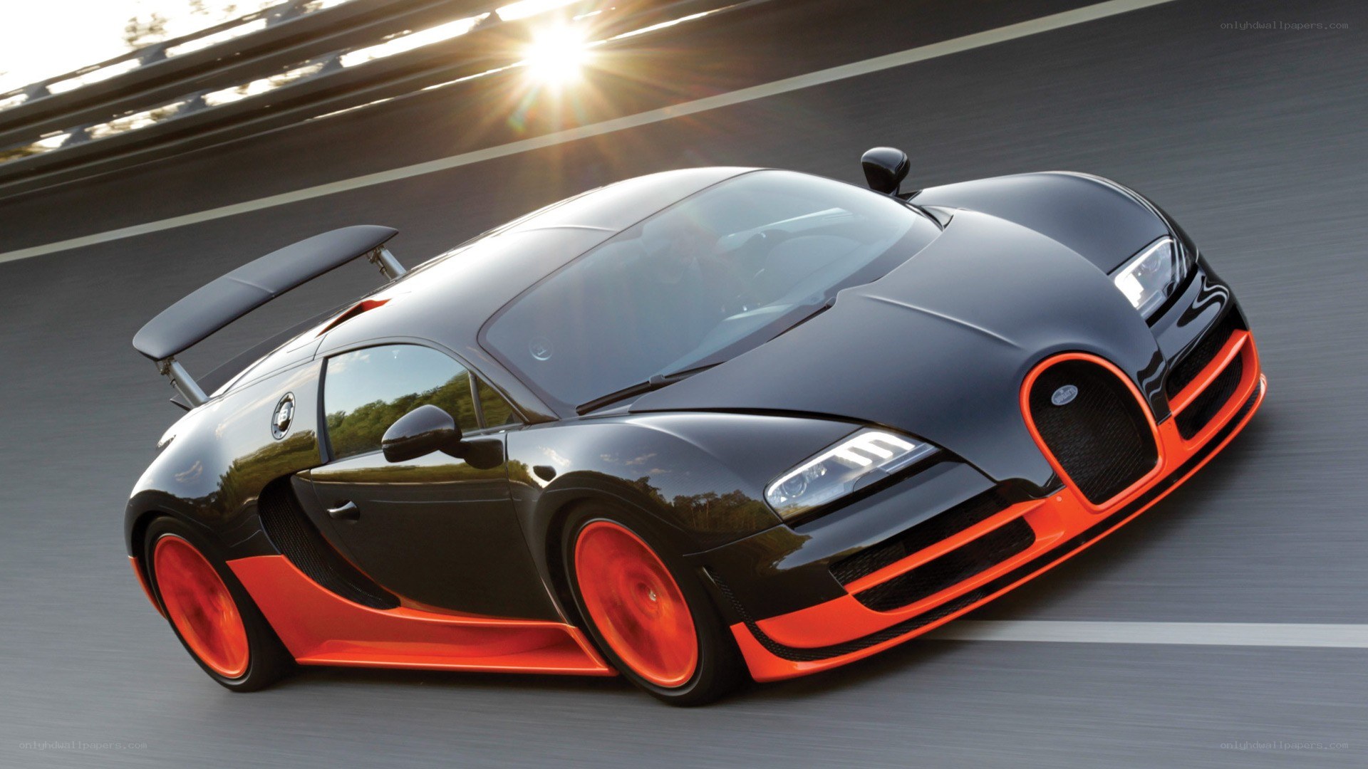 Bugatti Veyron on a racetrack