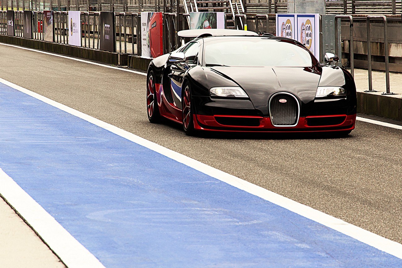 Bugatti Veyron on a racetrack