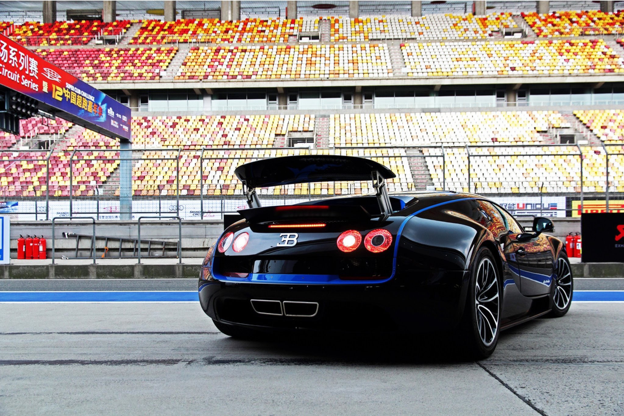 Bugatti Veyron on a racetrack