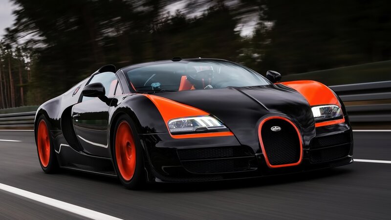 Bugatti Veyron on a racetrack