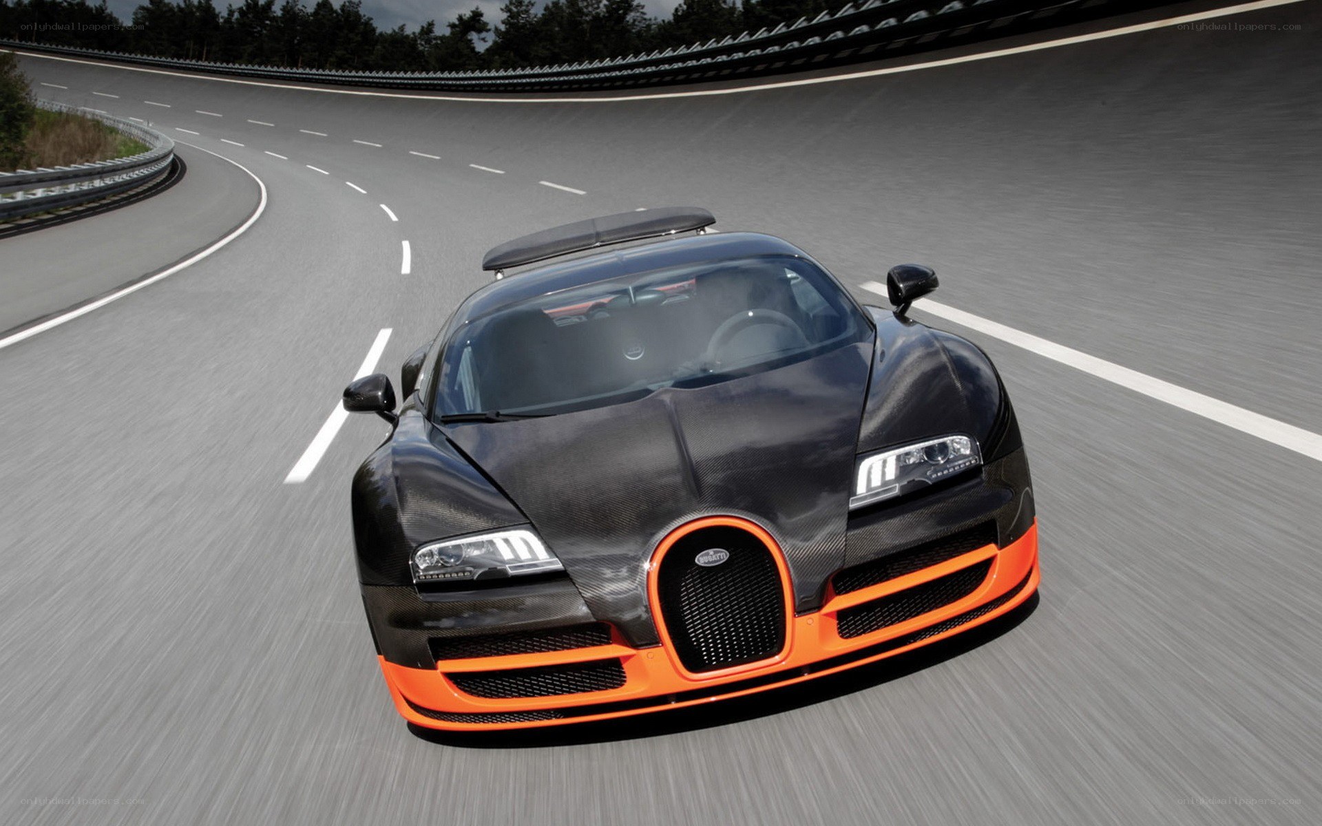 Bugatti Veyron on a racetrack