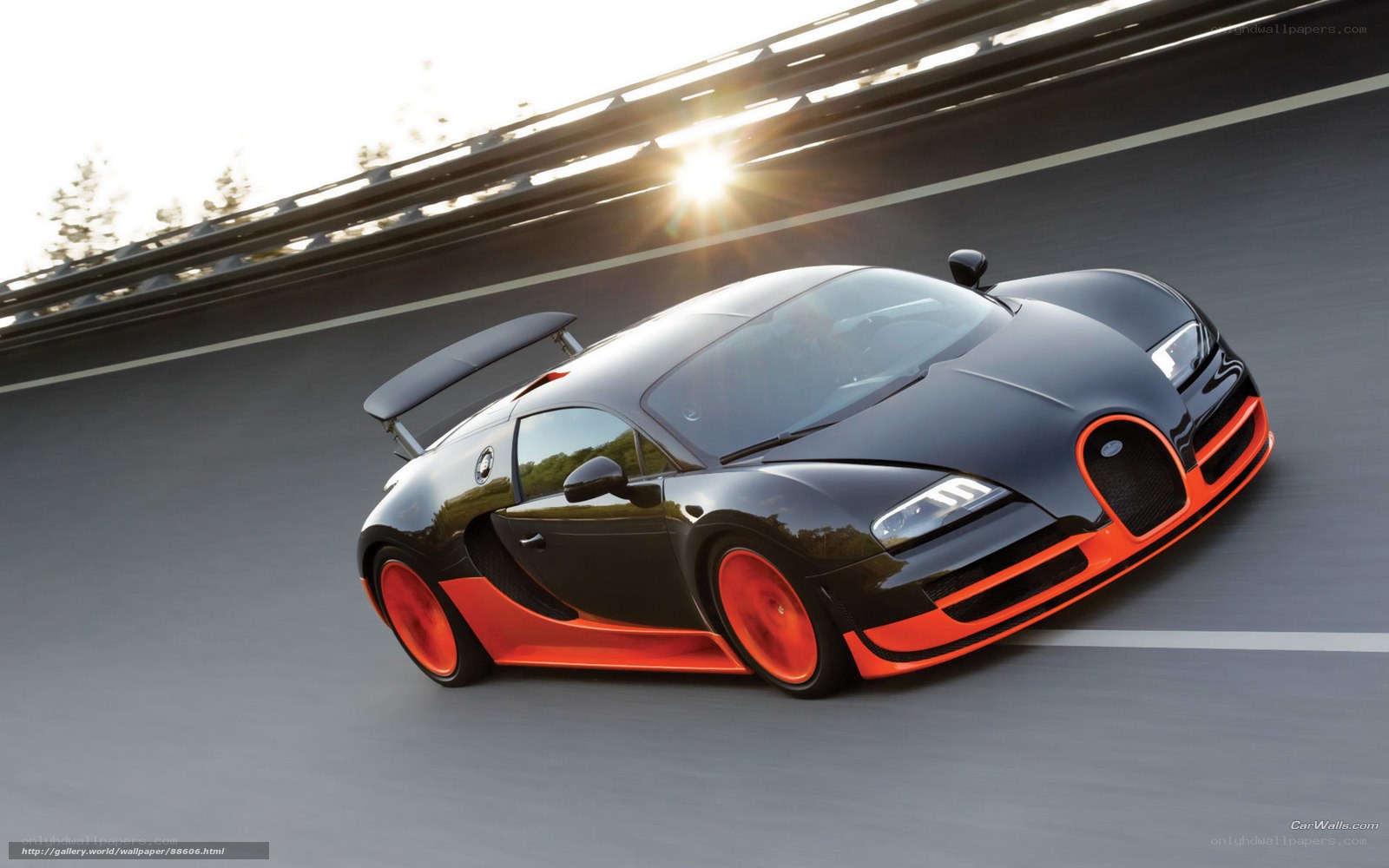 Bugatti Veyron on a racetrack