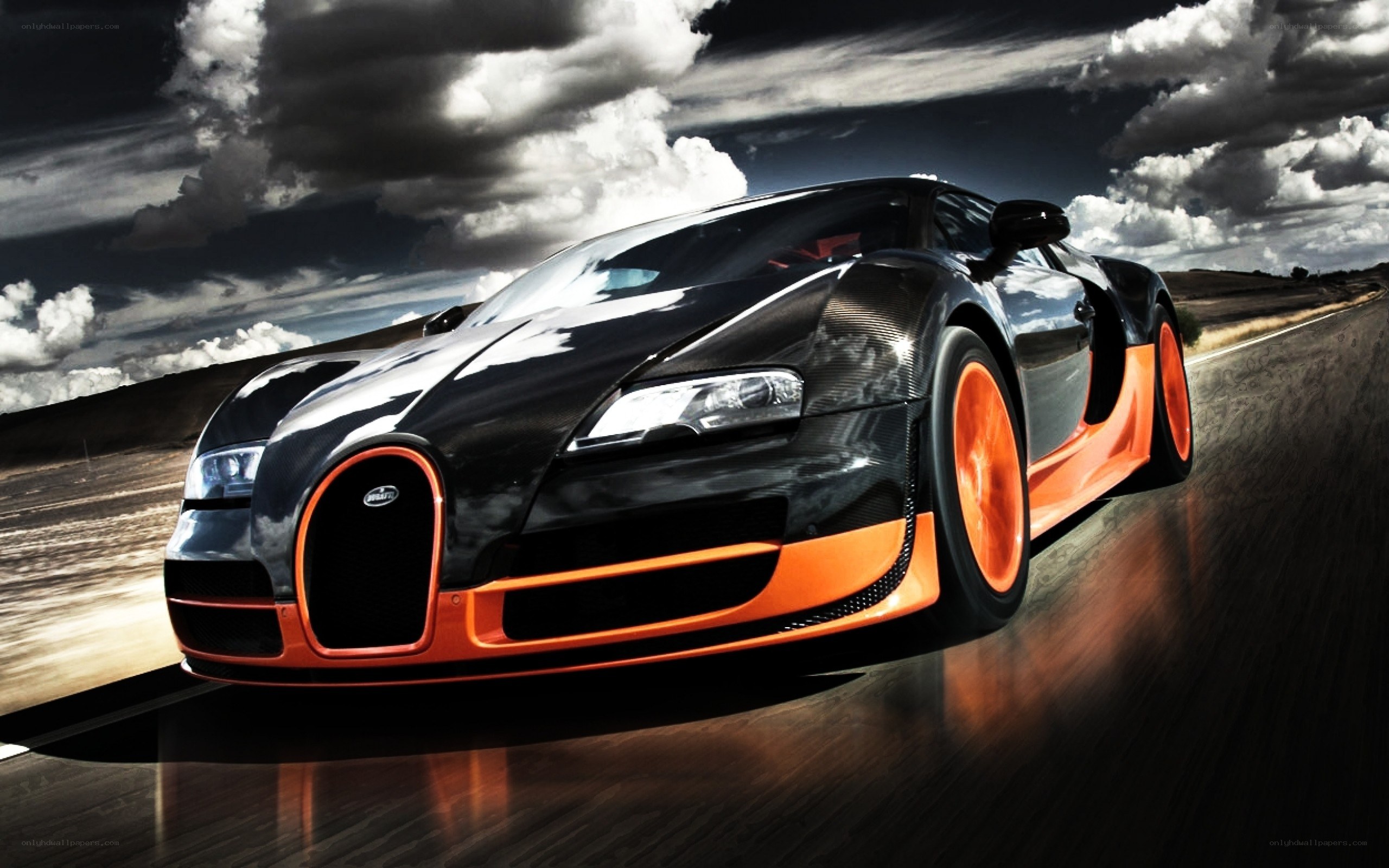 Bugatti Veyron on a road