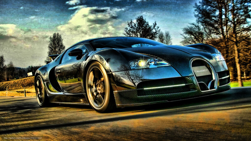 Bugatti Veyron on a scenic road