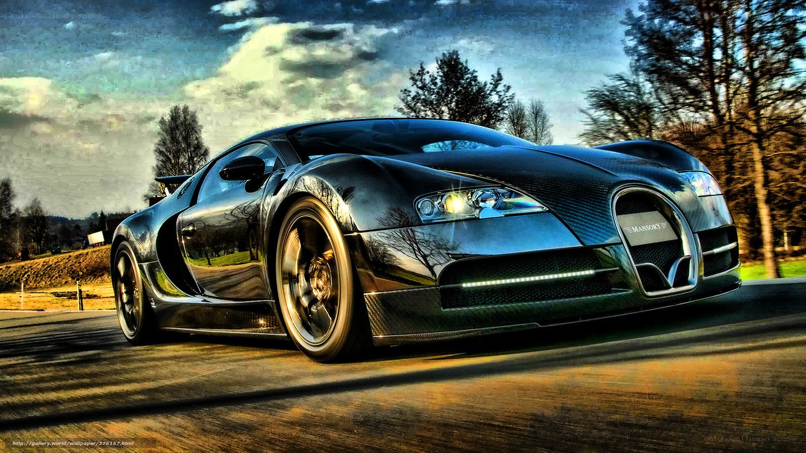 Bugatti Veyron on a scenic road