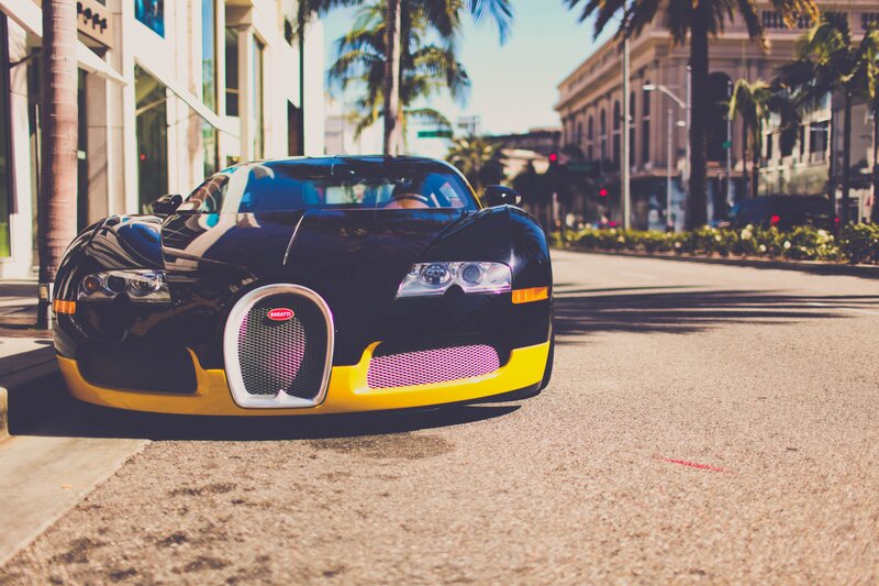 Bugatti Veyron on a sunny street