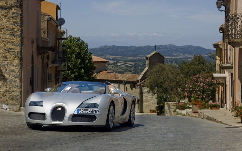 Bugatti Veyron on a village street