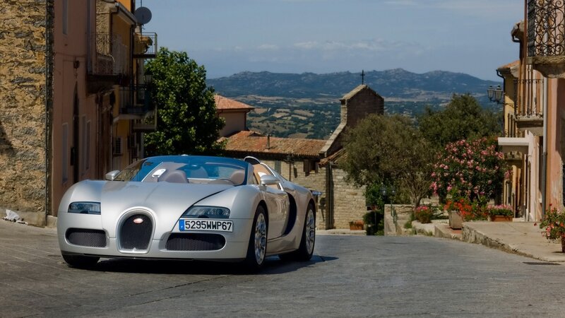 Bugatti Veyron on a village street