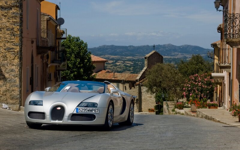 Bugatti Veyron on a village street