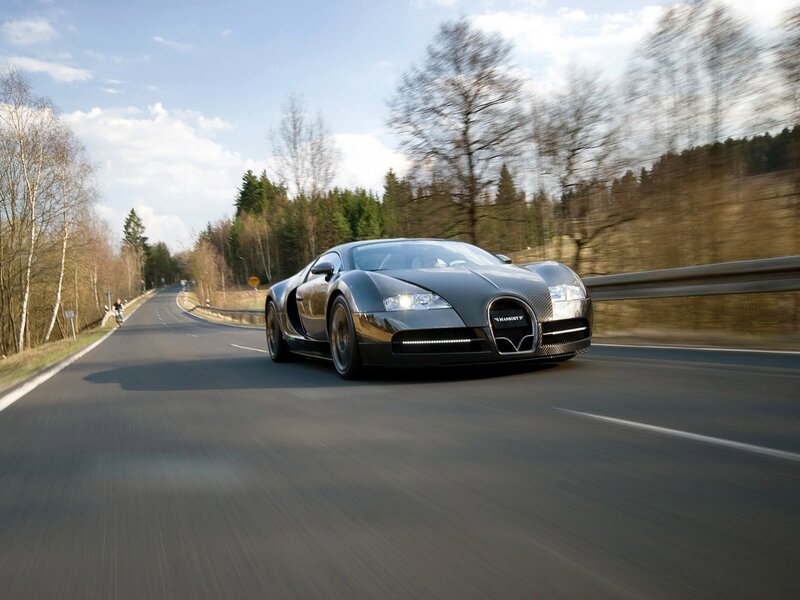 Bugatti Veyron on a winding road