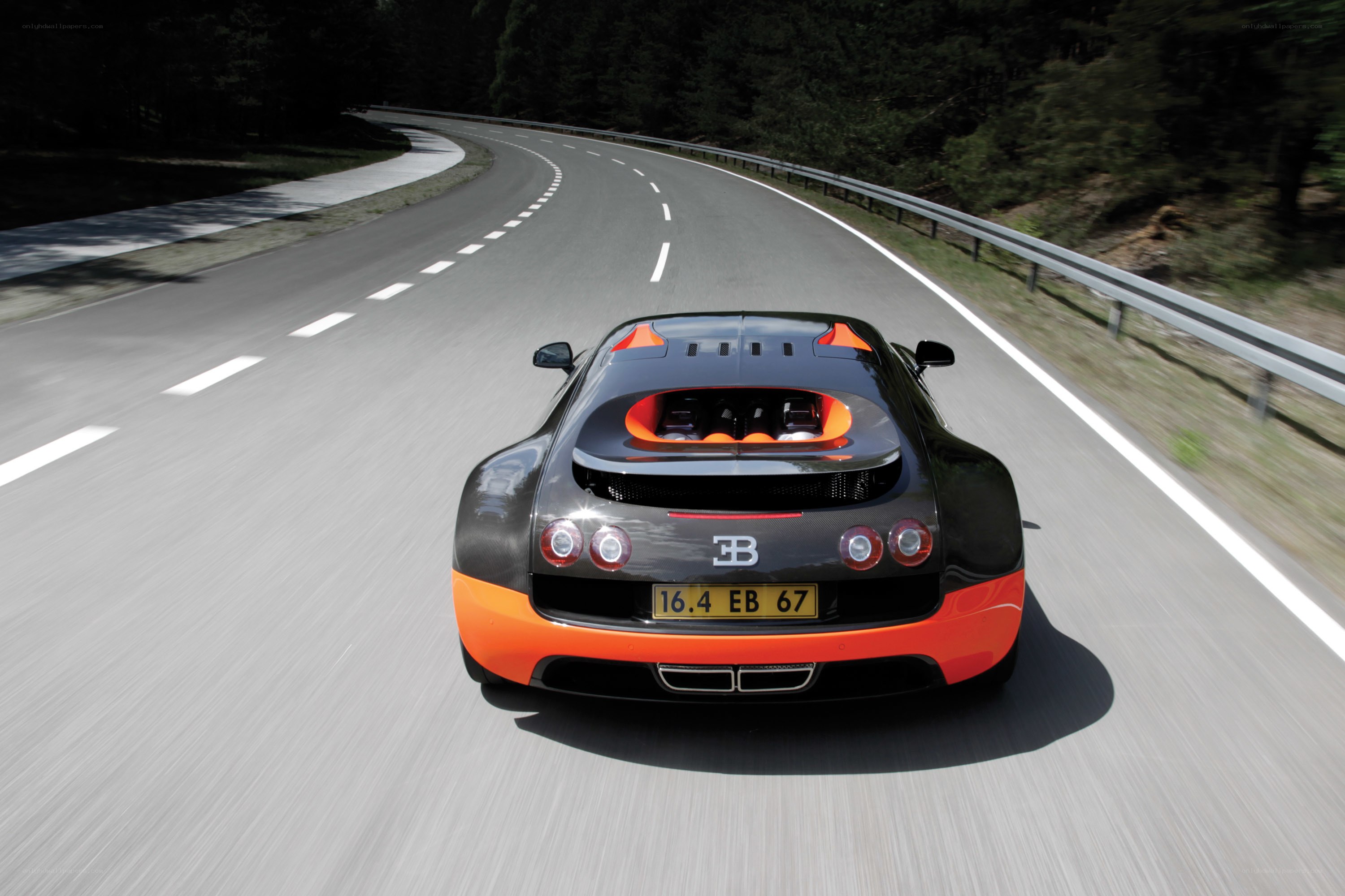 Bugatti Veyron on a winding road