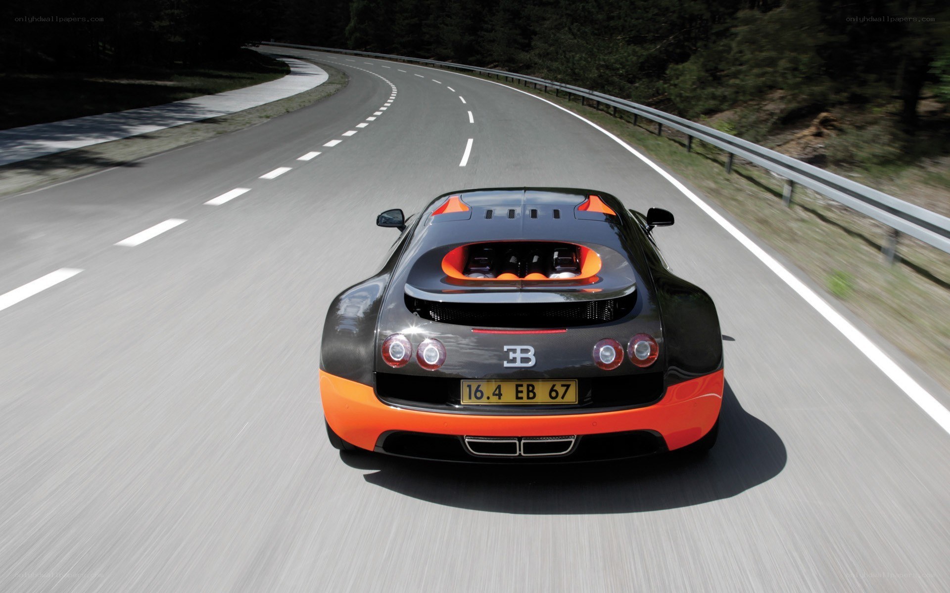 Bugatti Veyron on a winding road