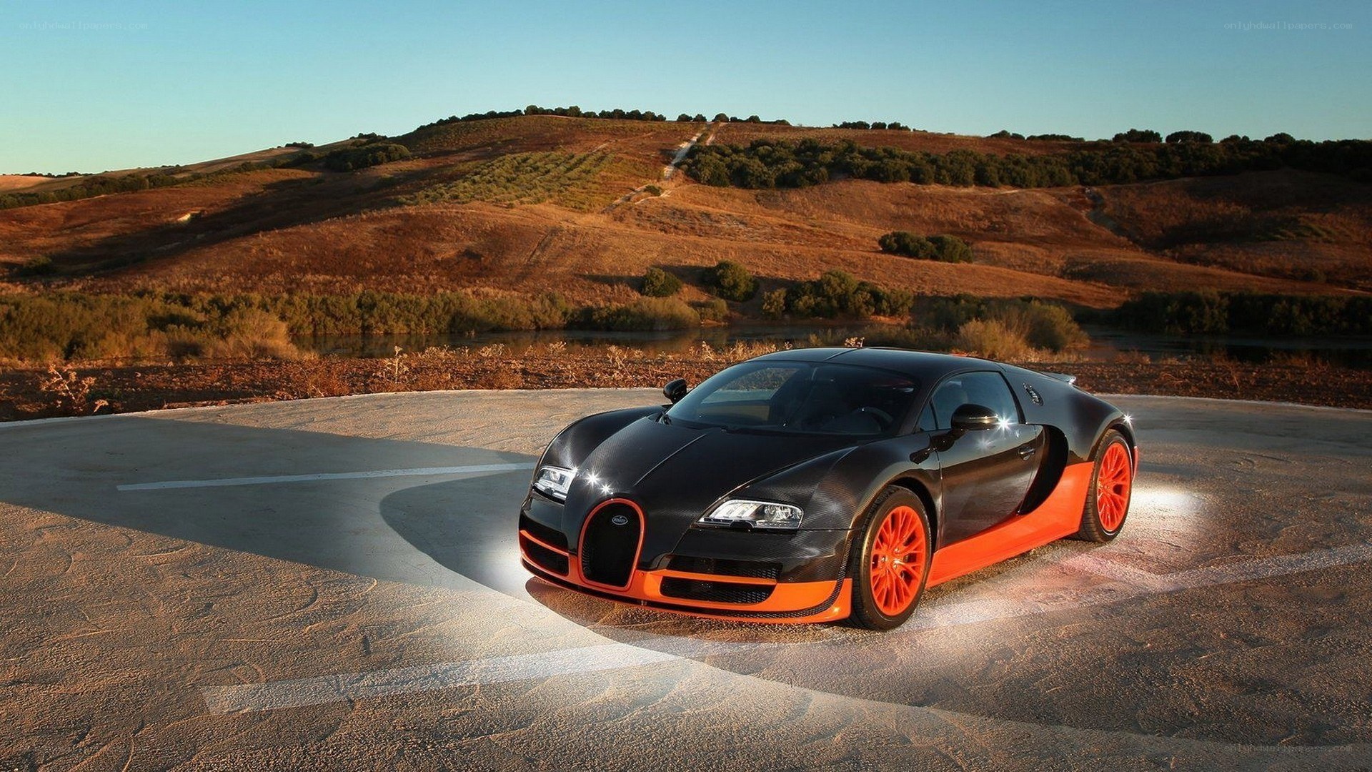 Bugatti Veyron on a winding road