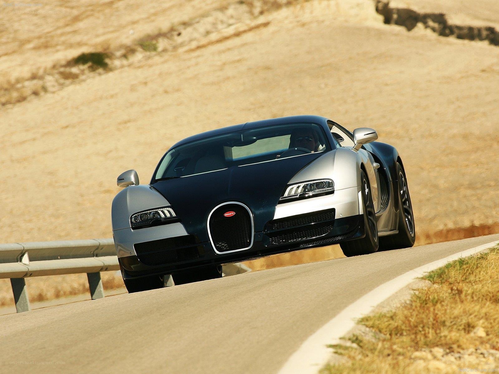 Bugatti Veyron on a winding road