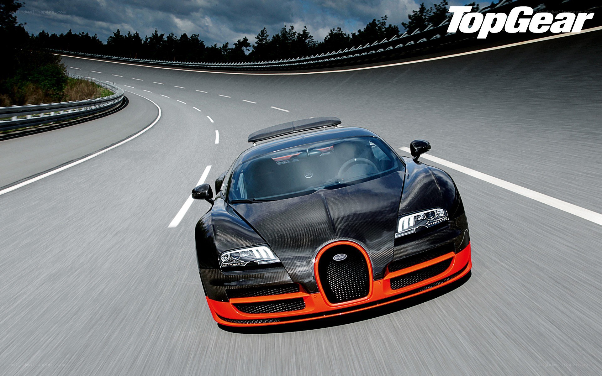 Bugatti Veyron on a winding road