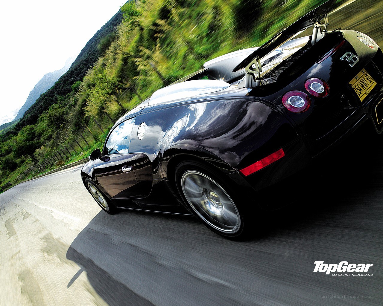 Bugatti Veyron on a winding road