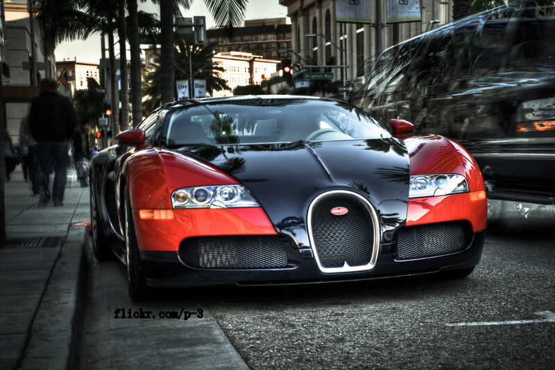 Bugatti Veyron on city street