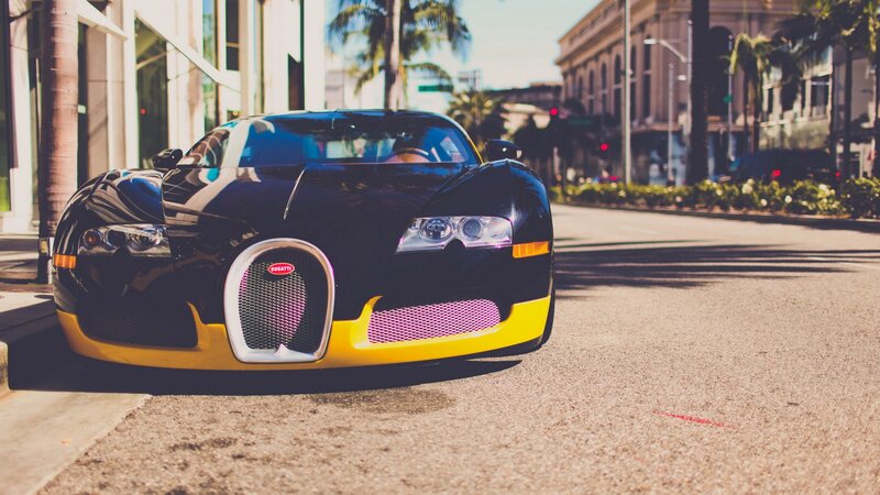 Bugatti Veyron on city street