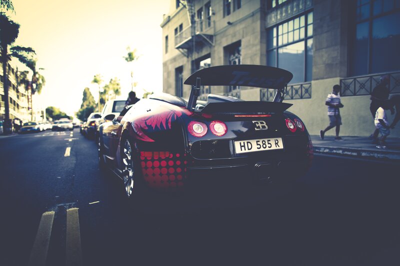 Bugatti Veyron on city street