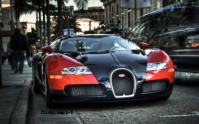Bugatti Veyron on city street