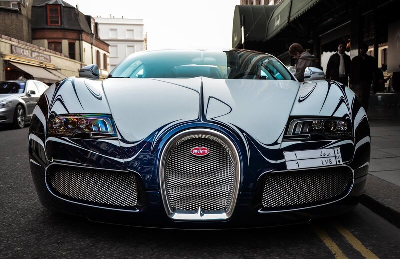 Bugatti Veyron on city street
