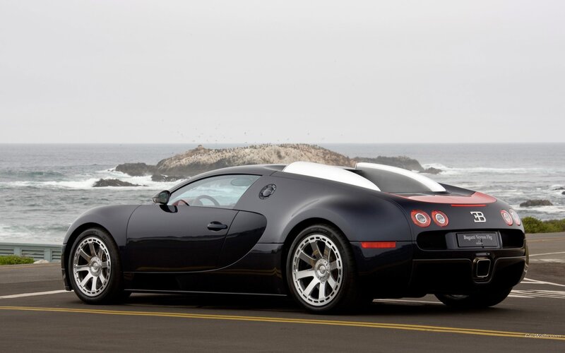 Bugatti Veyron on coastal road