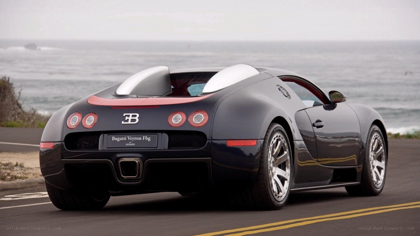 Bugatti Veyron on coastal road