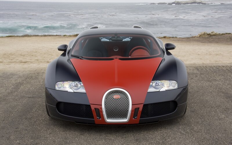 Bugatti Veyron on coastal road