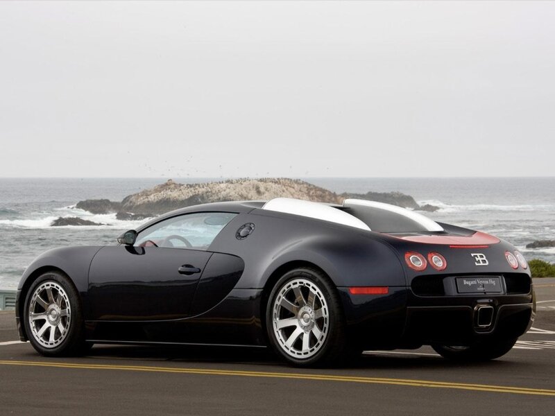 Bugatti Veyron on coastal road