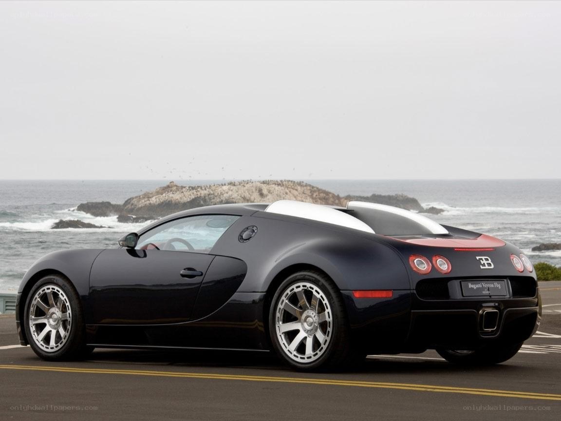 Bugatti Veyron on coastal road