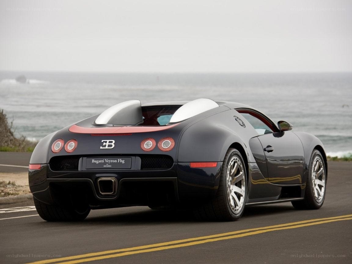 Bugatti Veyron on coastal road
