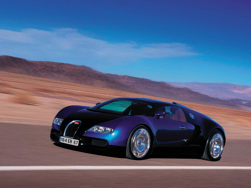 Bugatti Veyron on desert road