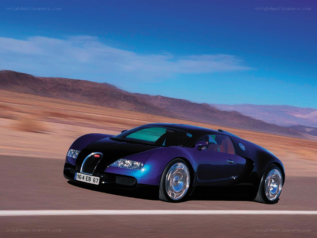 Bugatti Veyron on desert road