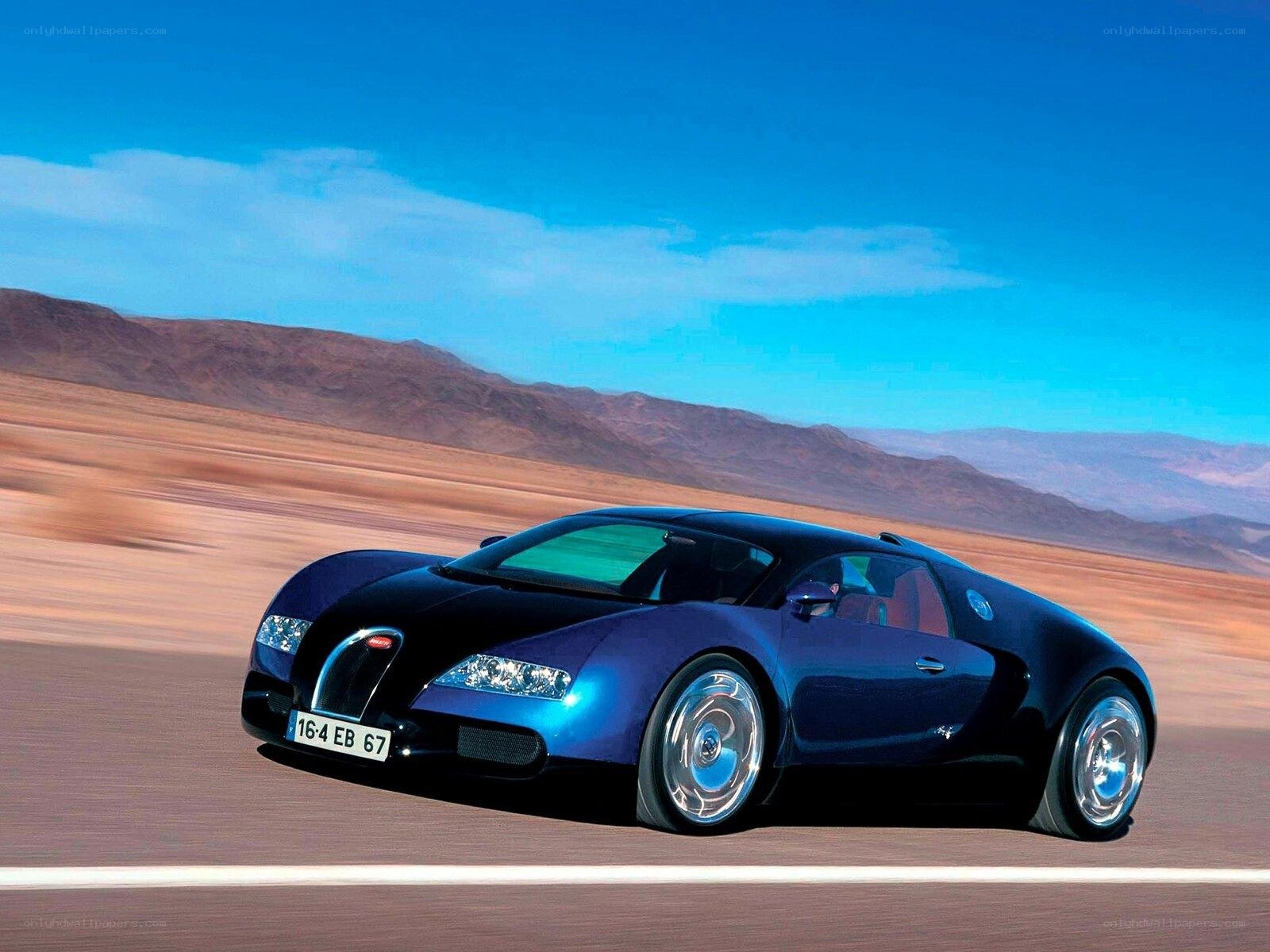 Bugatti Veyron on desert road