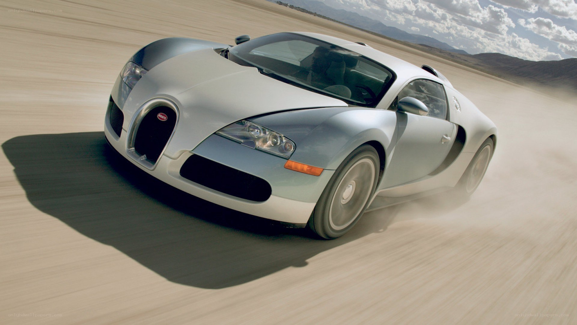 Bugatti Veyron on desert track