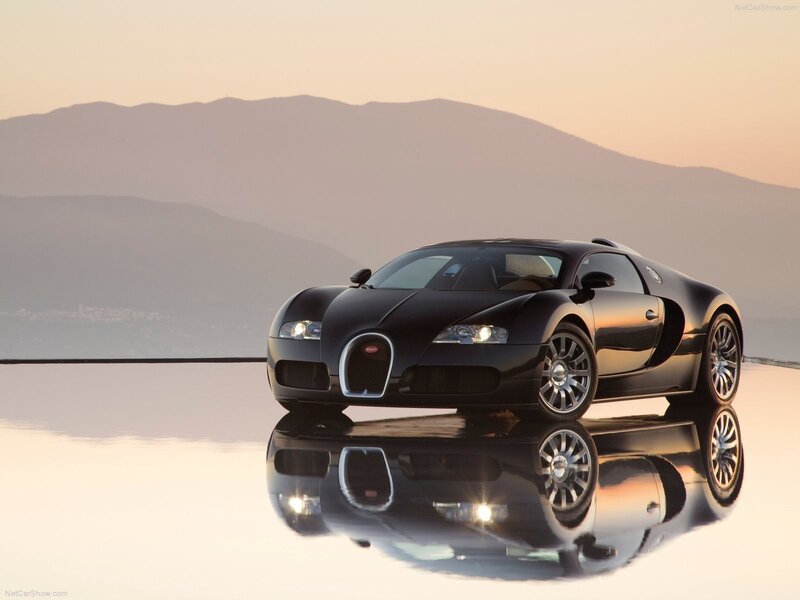 Bugatti Veyron on reflective surface