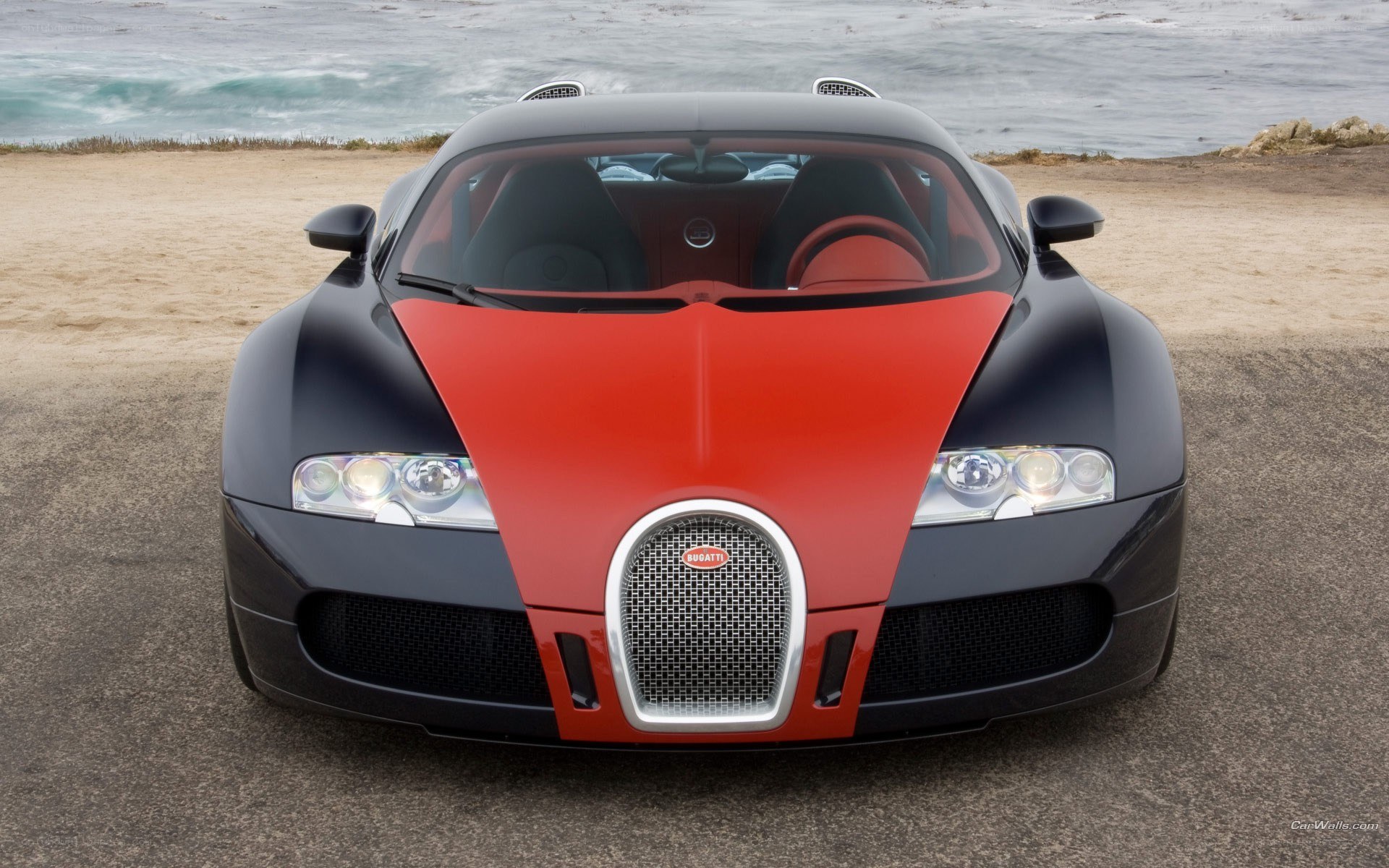 Bugatti Veyron on the beach