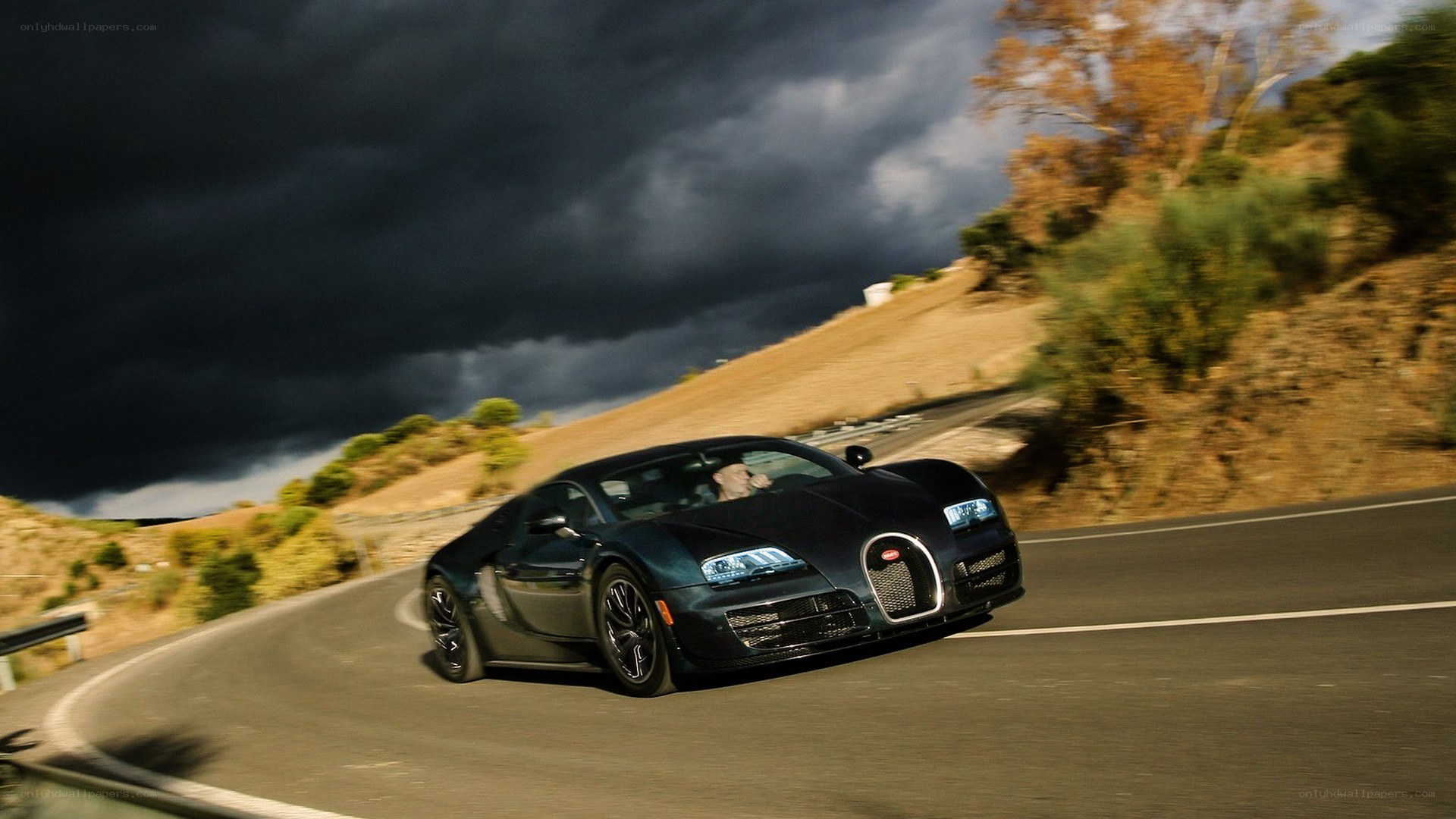 Bugatti Veyron on winding road