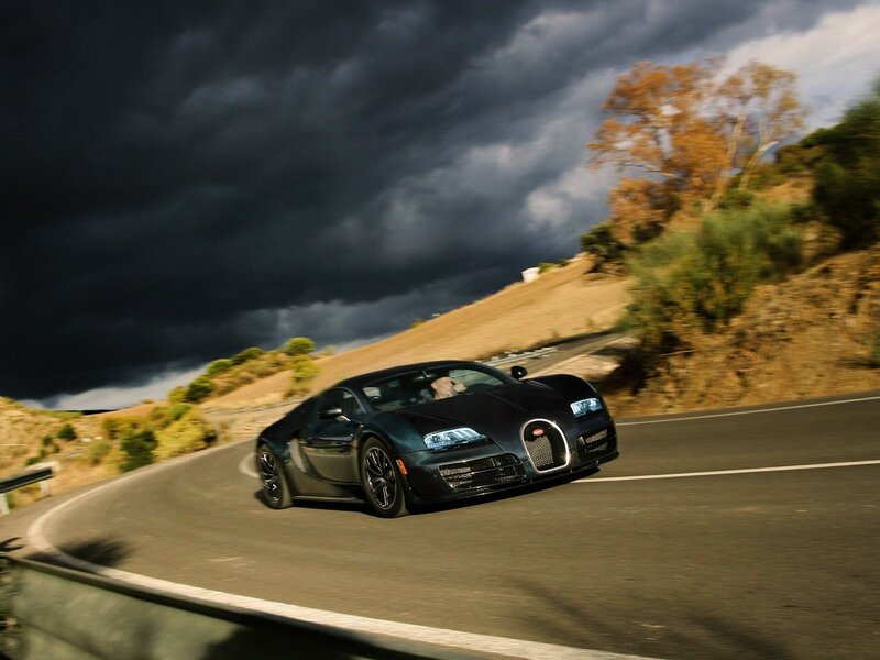 Bugatti Veyron on winding road