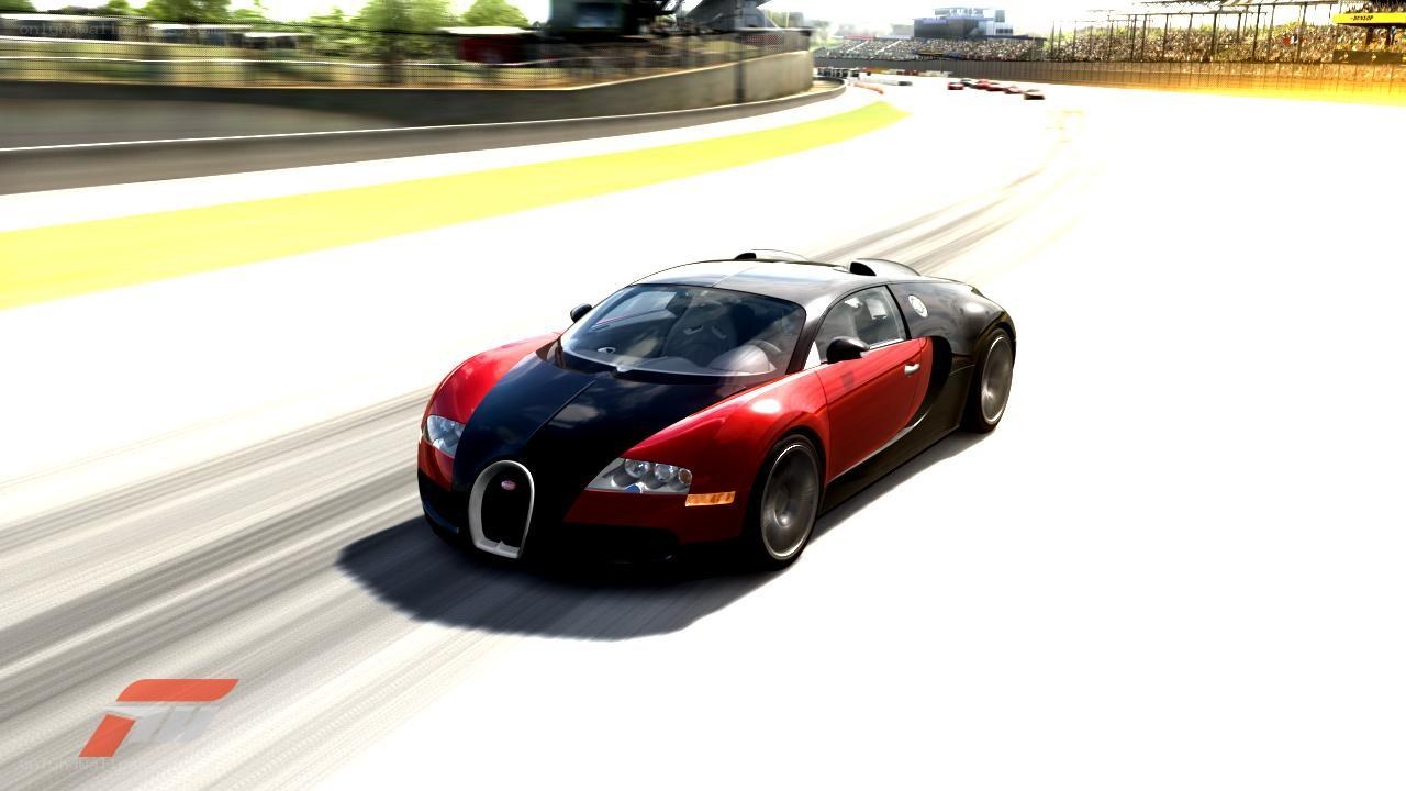 Bugatti Veyron racing on track