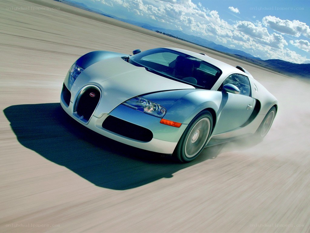 Bugatti Veyron speeding on desert