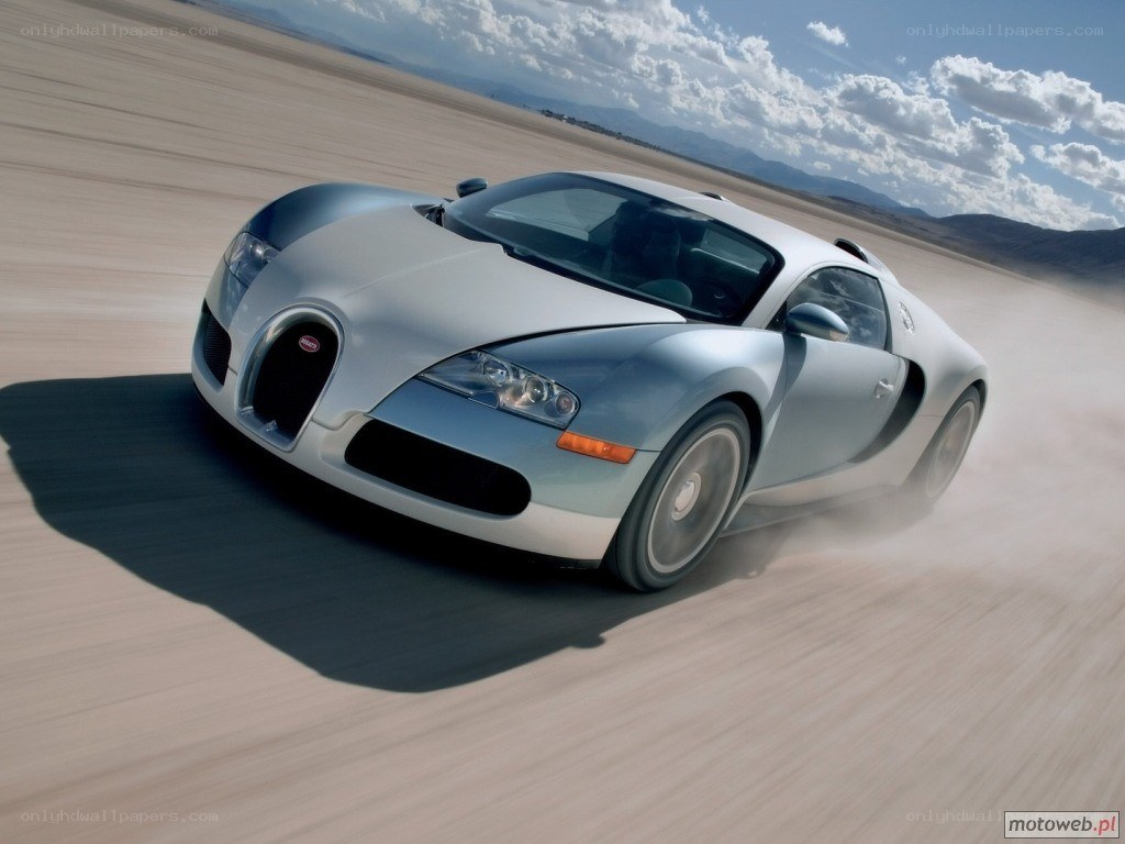 Bugatti Veyron speeding on desert track