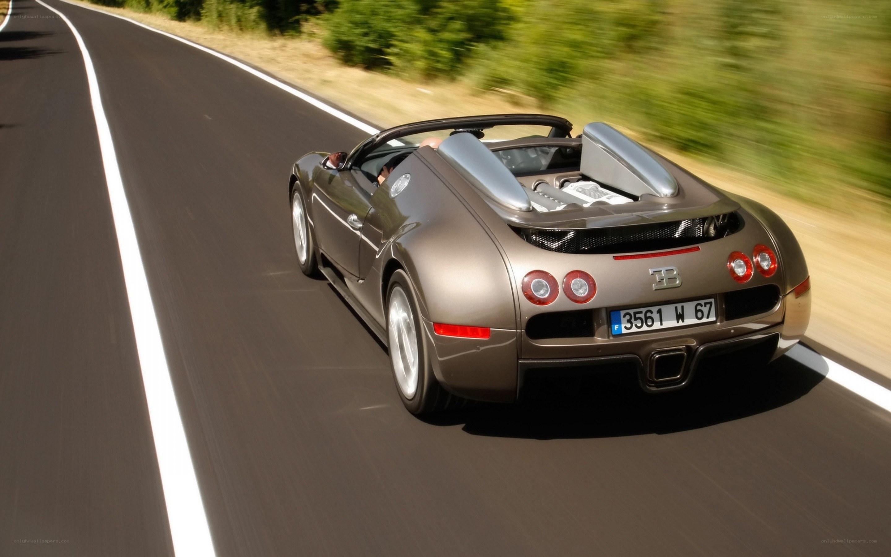 Bugatti Veyron speeding on road