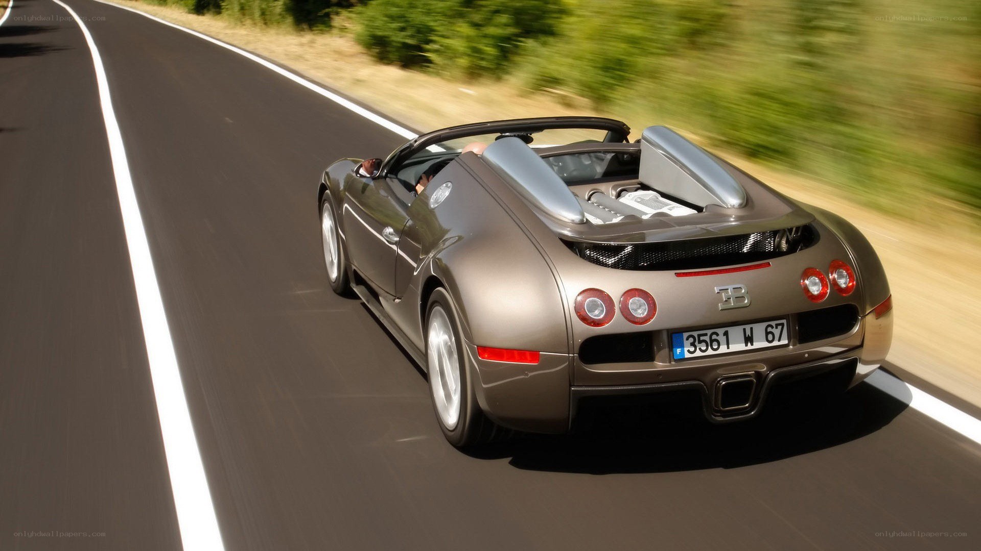 Bugatti Veyron speeding on road