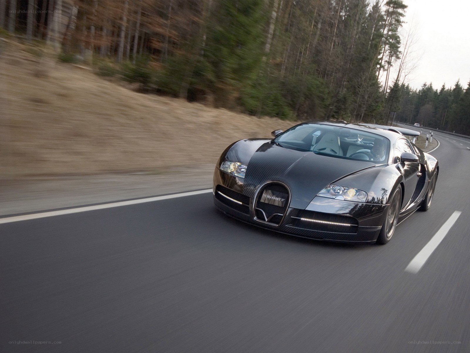 Bugatti Veyron speeding on road