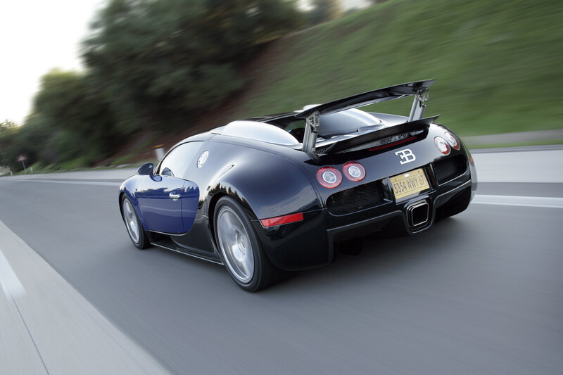 Bugatti Veyron speeding on road