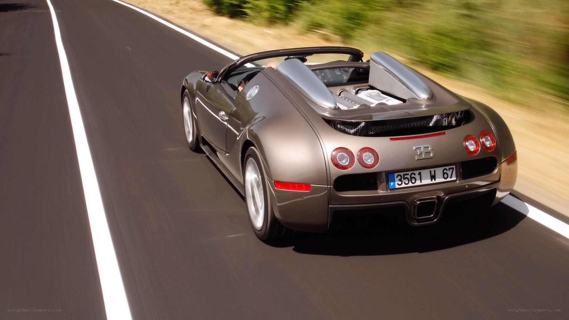 Bugatti Veyron speeding on road